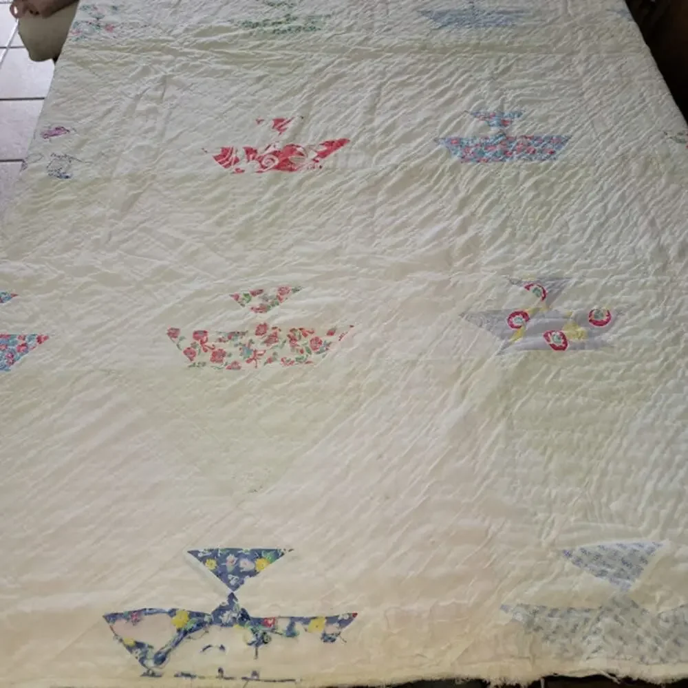Vintage Handmade Quilt Full or Twin Bedspread Blanket Farmhouse Cabin 53